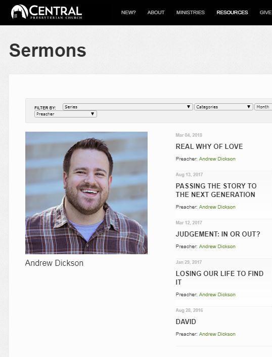 Andrew Dickson sermons at Central Presbyterian Church in Clayton